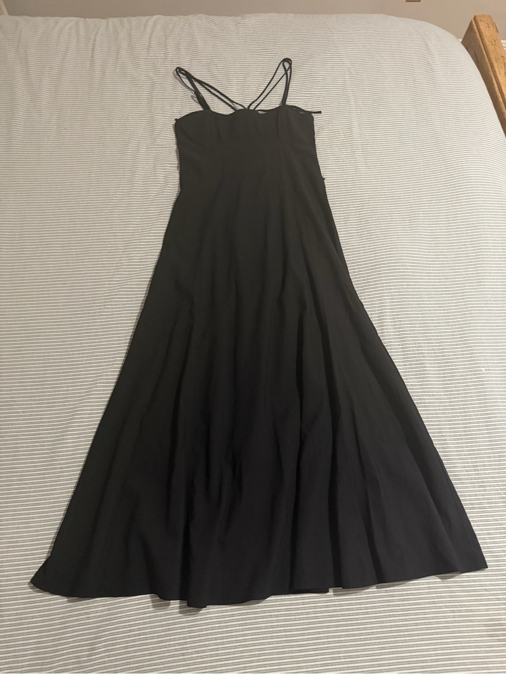 Zara Black Double-Strap Flowing Maxi Dress